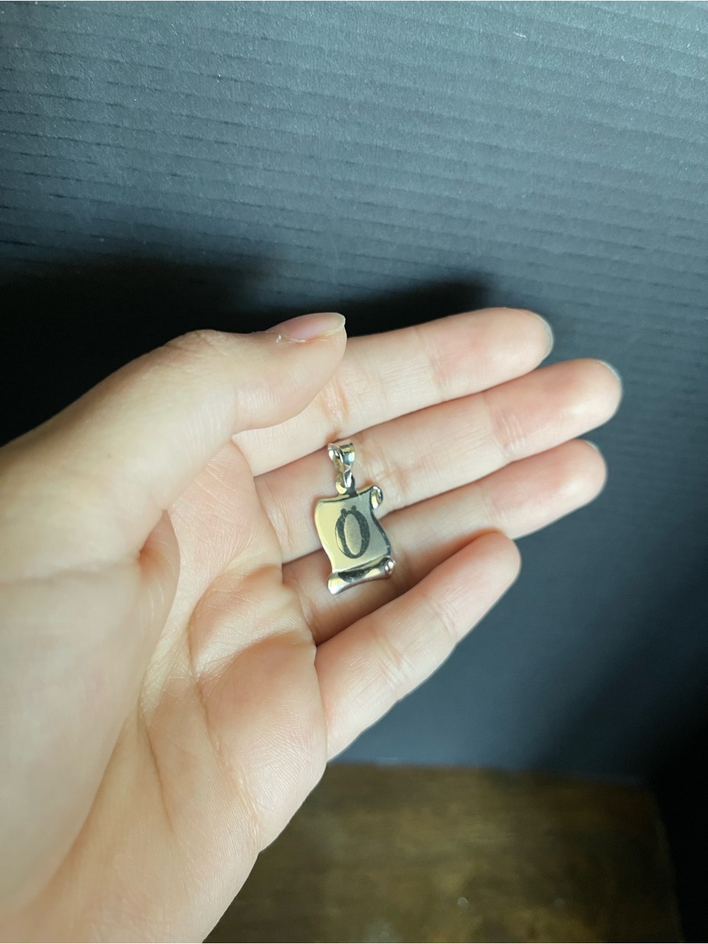 O initial cat ears sterling silver pendant